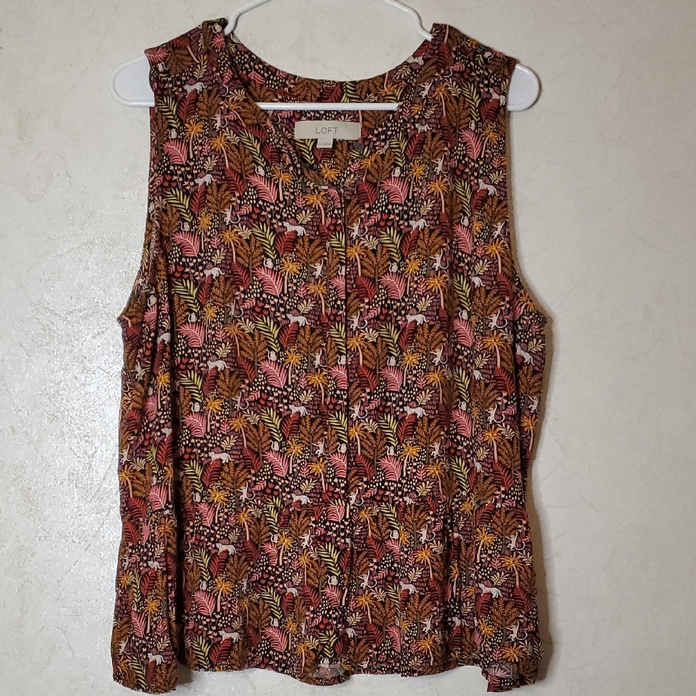 LOFT Paradise Henley Peplum Shell Women's Sleeveless Top  Size: XL